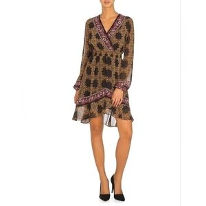 Guess Olena Medallion Print A-Line Smocked Chiffon Midi Dress Glam Mobwife